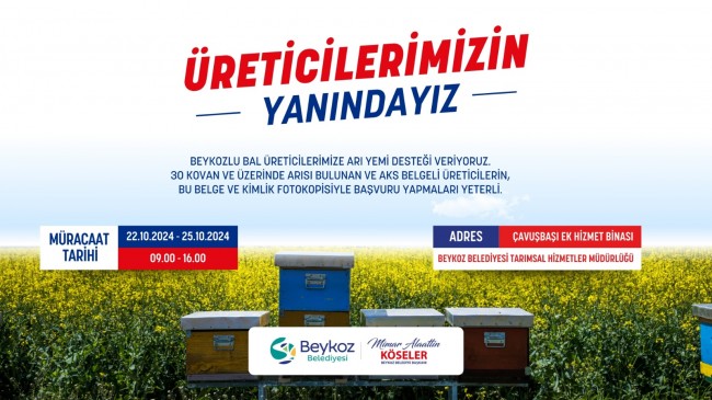 BEYKOZ BELEDİYESİ’NDEN ARICILIĞA DESTEK